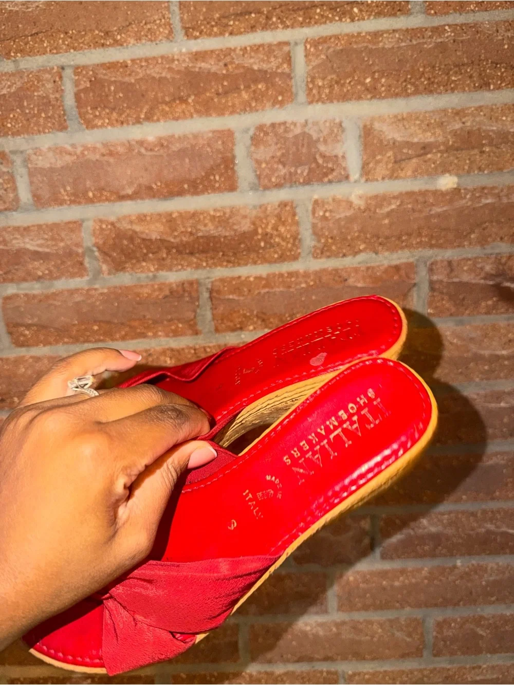 Red Knot-Wrap Wedge Sandals - Women's